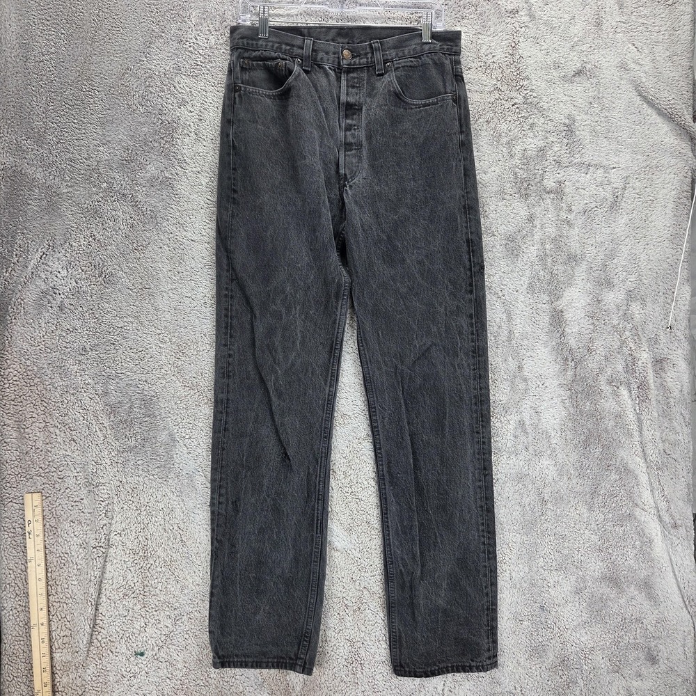 Vintage Levis 501 Jeans Mens Black Straight Made in USA Button Fly Fits 30x33